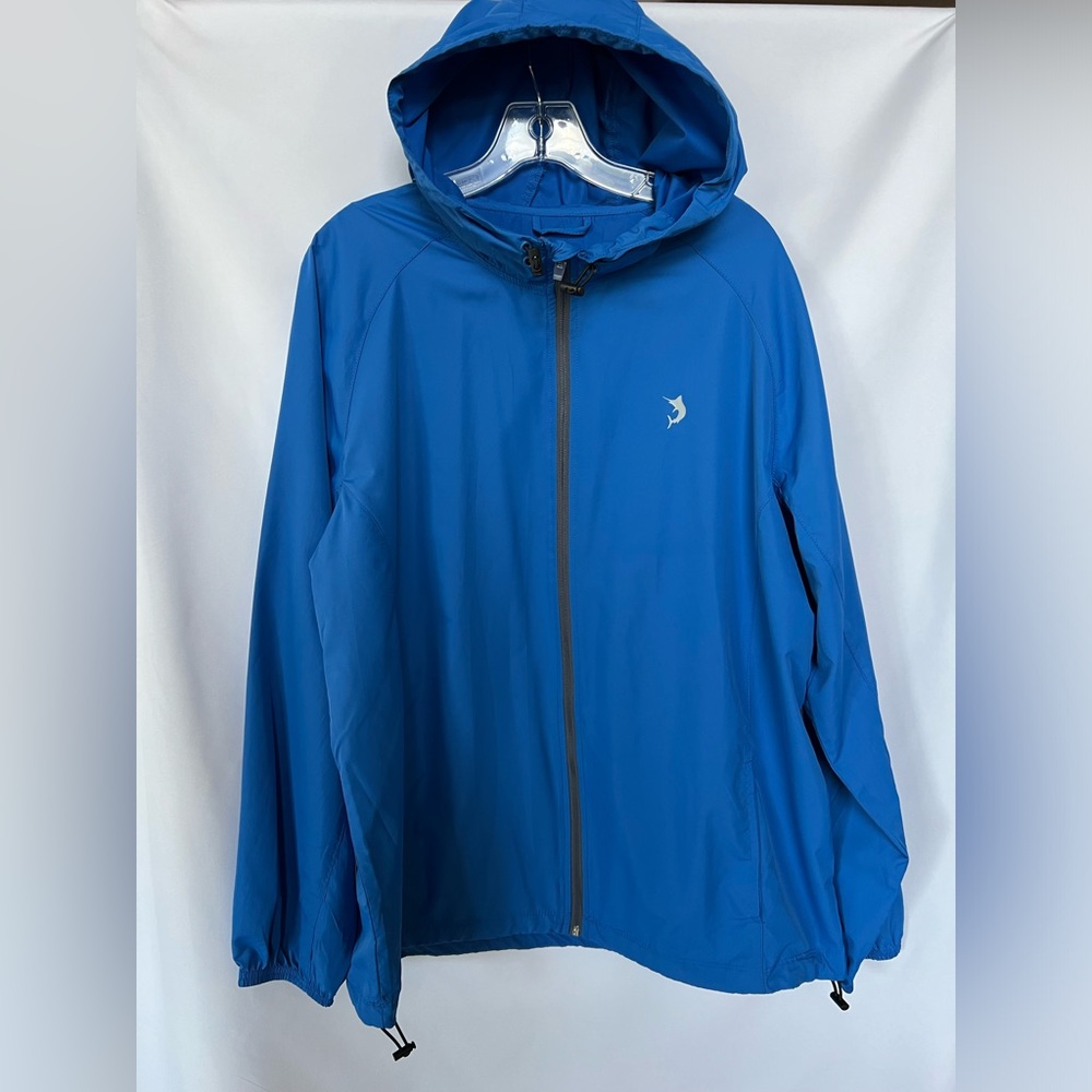 Reel Legends Mens Fishing Packable  Full Zip Hoodie Rain‎ Windbreaker Blue Large